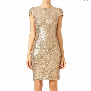 Badgley Mischeka Gold Swank Sequin Sheath Dress